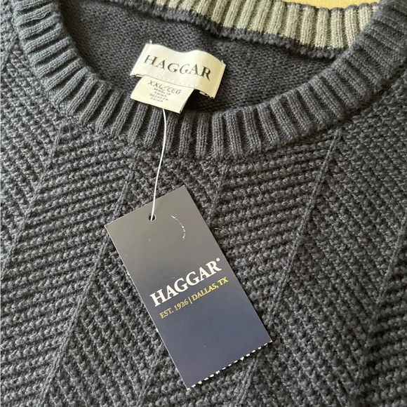 NWT Haggar Mens Navy Blue Sz XXL Pullover Sweater Crew Neck Very Nice - Picture 8 of 8